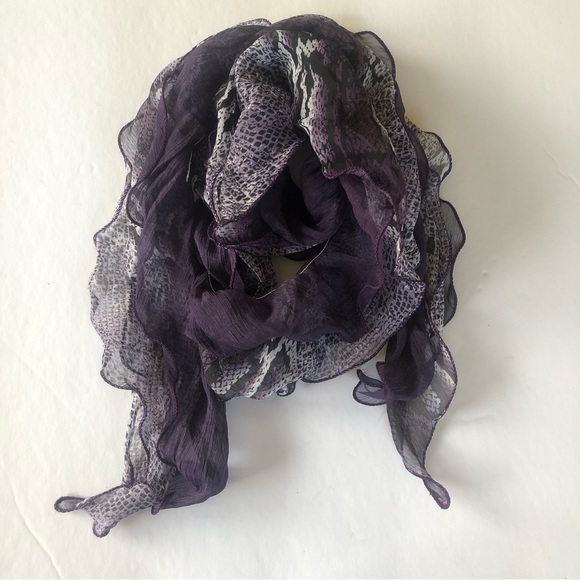 y2k Skinny Purple Snake Print Jellyfish Tentacle Scarf - Picture 4 of 5